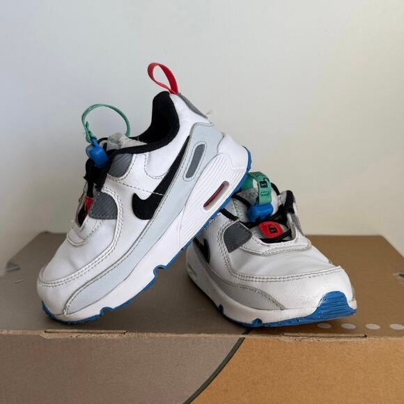 Nike Air Max 90 Toggle White/Black/Green Toddler Sneakers - SZ 8 C - Picture 1 of 15